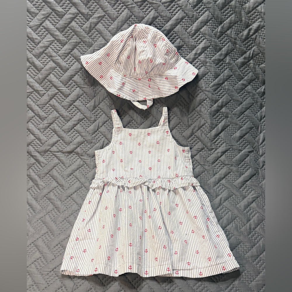 Carter's Nautical Striped Dress with Red Anchors